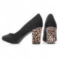 Scarpin Salto Medio Beira Rio Preto Multi Bege - 